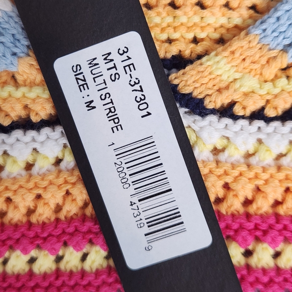 bobi BLACK Multicolored Striped Crochet Halter Top M Boho Grandmacore - Picture 5 of 9